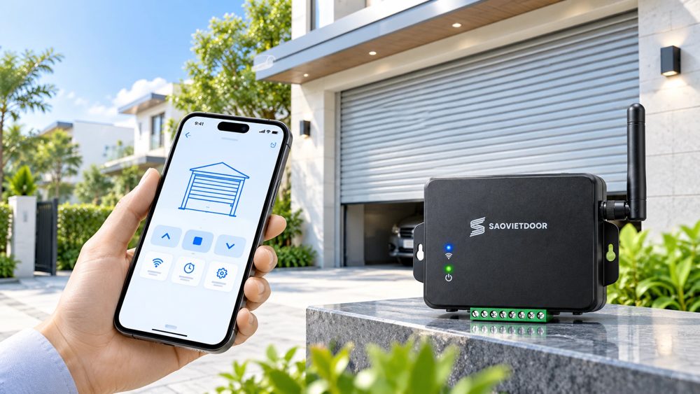 Điều khiển cửa cuốn bằng điện thoại, bộ điều khiển Saovietdoor
